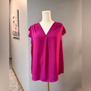 Chaus Magenta V-Neck Blouse | Flutter Sleeve | Size 1X